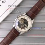Perfect Replica Omega Deville Tourbillon Hollow Face Brown Leather 42mm Watch